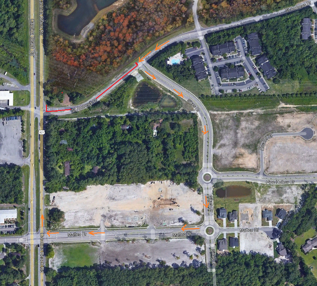 St Andrews Dr and Carolina Beach Rd Traffic Advisory