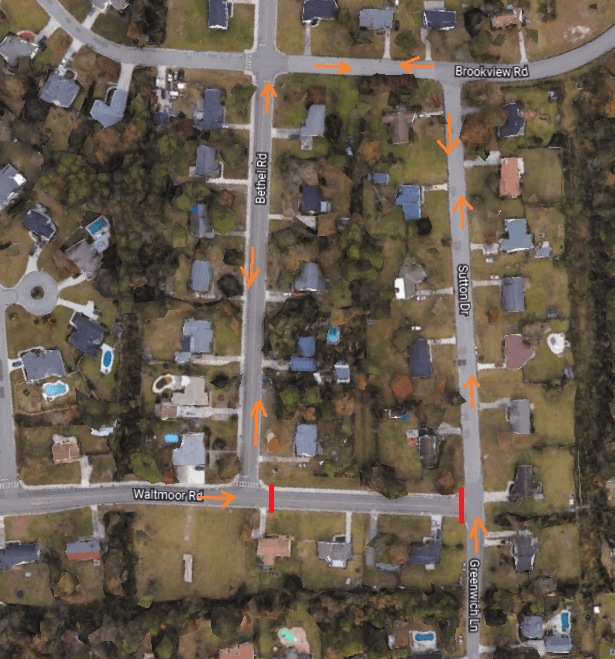 Waltmoor Rd at Sutton and Greenwich Ln Detour