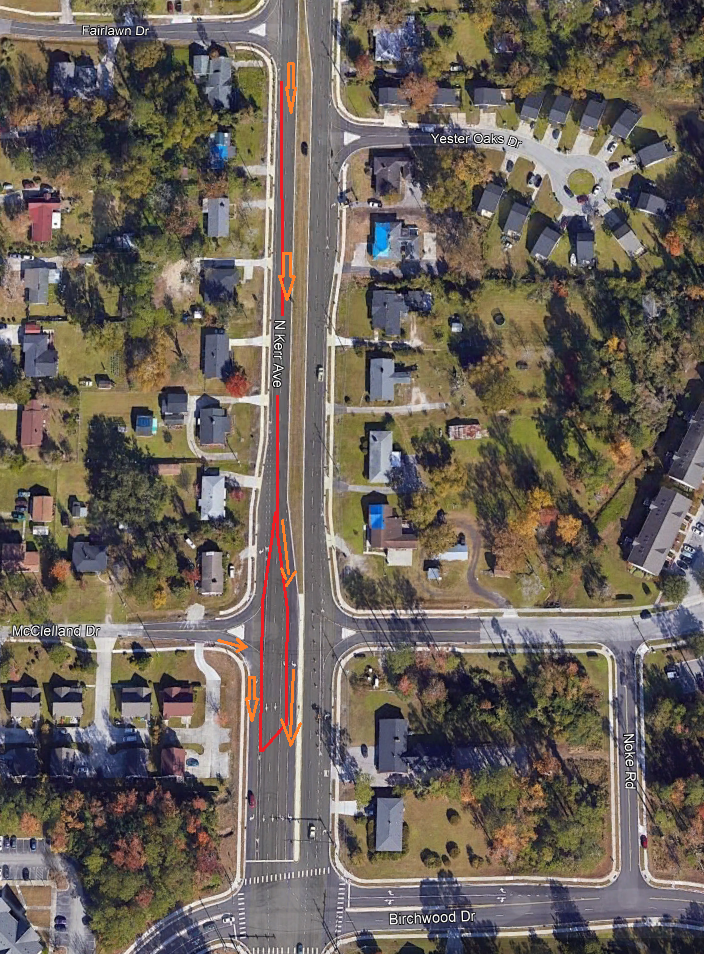 N Kerr Ave and McClelland Dr Traffic Advisory